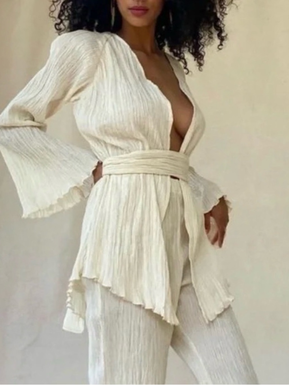 Savannah Morrow India Set Organic Cotton Kimono and Pants M/M-L NWT